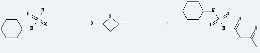 Ketene dimer is used to produce N-acetoacetyl-N'-cyclohexylsulfamide by reaction with cyclohexyl-sulfamide.